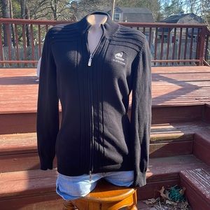 N VO Black Zipper Sweater with Blackstone Emblem  Size M